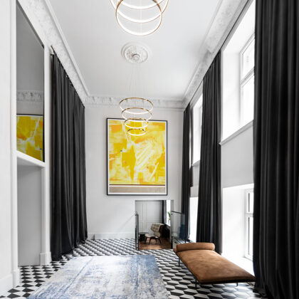 Prabangių apartamentų "HOFT" holas, Ryga. Interjero autorė: Zane Tetere-Šulce.